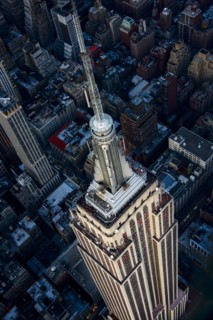 Aerial view of Empire State Building. USA, New York, New York City.