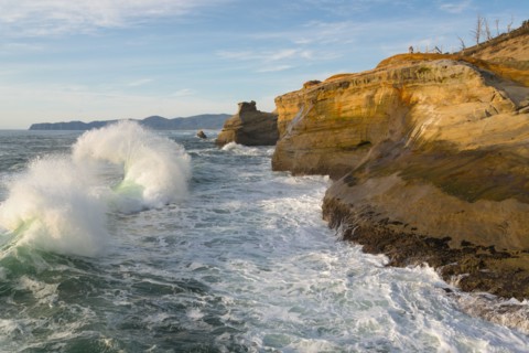 Cliffs over stormy sea