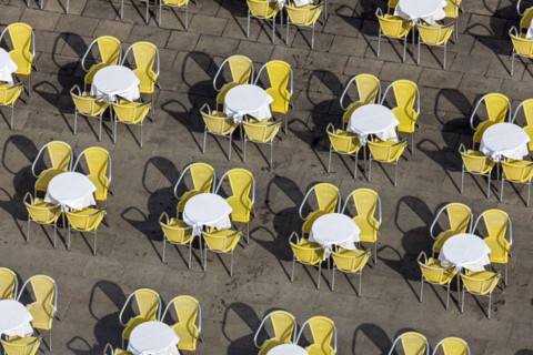 Tables on St Mark's Square in Venice Venice, Veneto, Italy