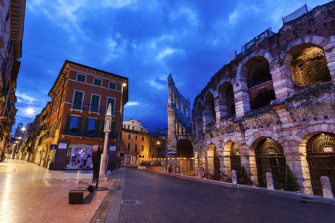 The Verona Arena on Piazza Bra in Verona Verona, Veneto, Italy