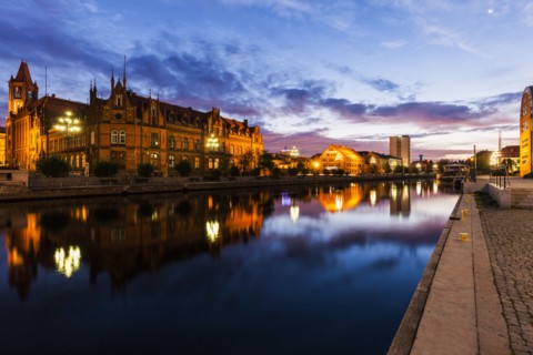Architecture of Bydgoszcz along Brda River Bydgoszcz, Kuyavian-Pomeranian, Poland