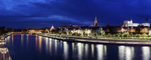 Old architecture of Szczecin at night Szczecin, West Pomeranian, Poland