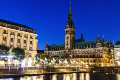 Old City Hall on Rathausmarkt in Hamburg Hamburg, Germany