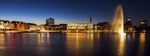 City architecture by Binnenalster in Hamburg Hamburg, Germany