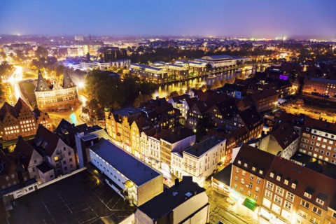 Aerial view of Lubeck Lubeck, Schleswig-Holstein, Germany