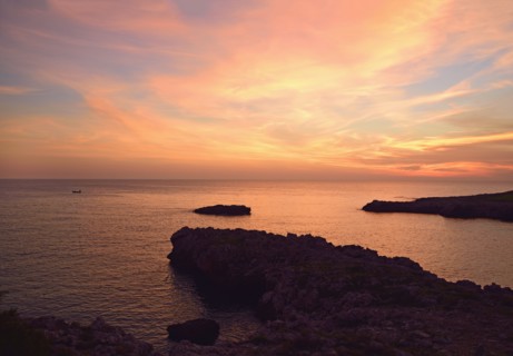 Colorful sunset sky over sea
