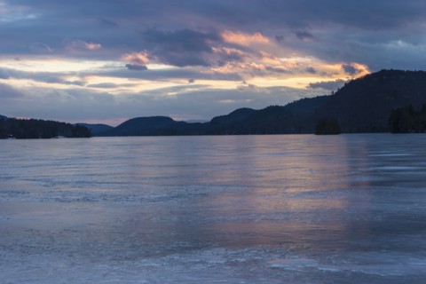 Brant Lake in Adirondack region at dusk