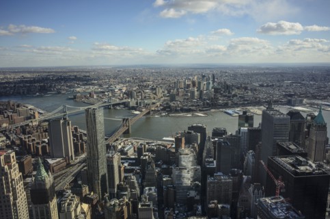 Aerial view of downtown district