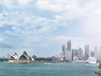 Sydney Opera House on cloudy day