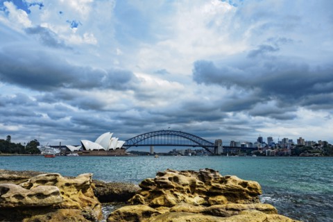 Sydney Opera House on cloudy day
