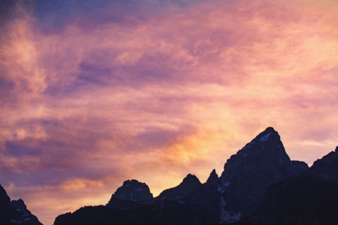 Sunset sky over mountains