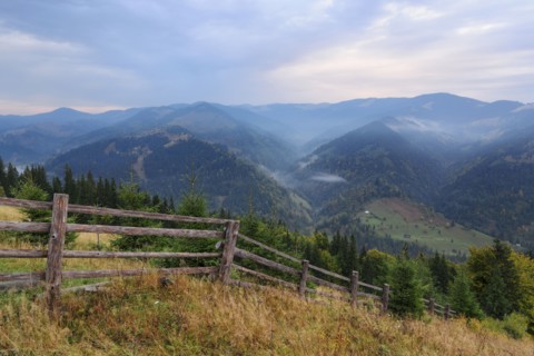 Landscape with mountains and forests