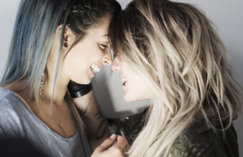 Smiling young women.