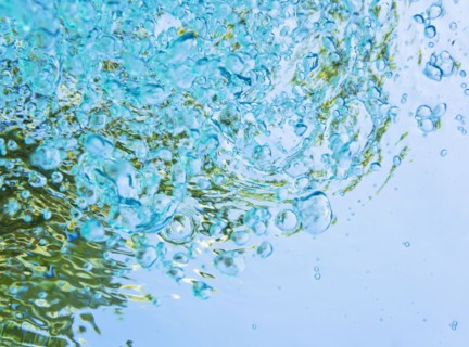 Bubbles on blue water