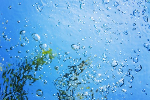 Bubbles on blue water