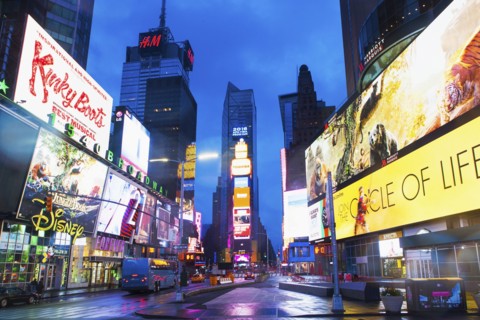 New York City, Times Square, Neon lights and ads of Times Square