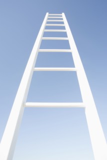White ladder against clear sky
