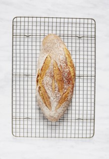 Overhead view of fresh rye bread