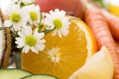 Slice of orange and flower
