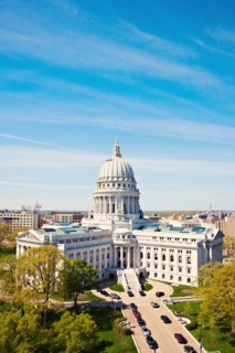 Wisconsin, Madison, Capitol with blue sky