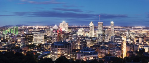 Canada, Quebeck, Montreal, Panorama of city at dusk