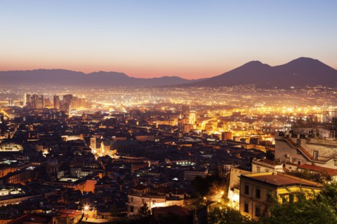 Italy, Campania, Naples, City at sunrise
