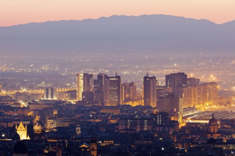Italy, Campania, Naples, Cityscape at sunrise