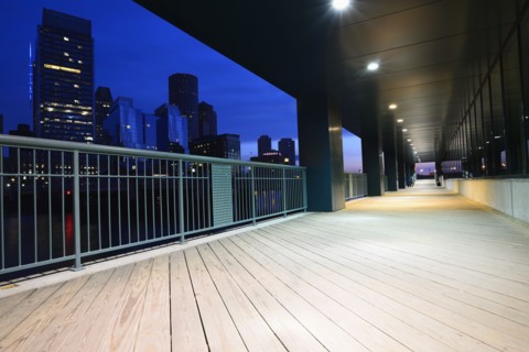 Massachusetts, Boston, Boardwalk at Fort Point Channel at dawn