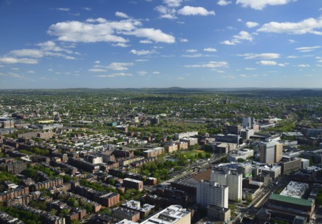 Massachusetts, Boston, Aerial view of Back Bay and South End