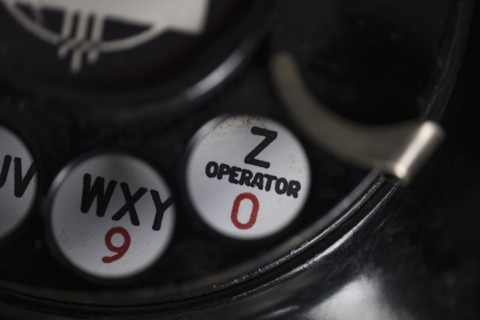 Close-up of telephone dial.