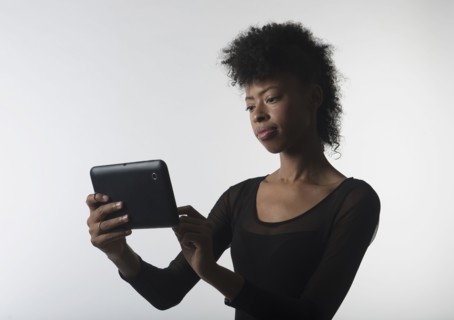 Young woman with digital tablet.
