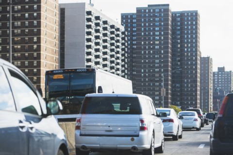 USA, New York State, New York City, Cars in traffic jam