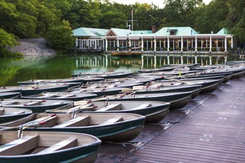USA, New York State, New York City, Rowboats in row