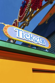 Sign at entrance to amusement park on Coney Island