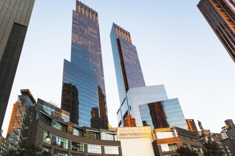 USA, New York City,Time Warner Center and skyline