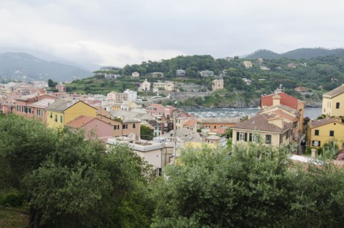 Italy, Liguria, Sestri Levante, Cloudy sky over town