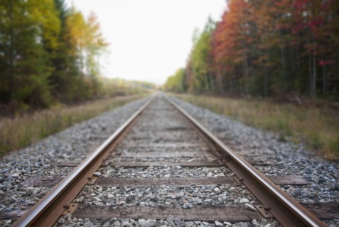 USA, New York State, Adirondack Mountains, Railroad tracks