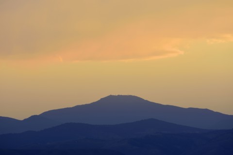 USA, Colorado, Denver, Moody sky over mountain range