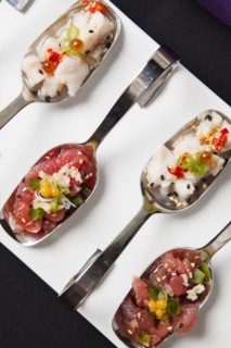 Sushi on metal spoons