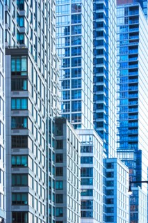 USA, New York, Glass office buildings