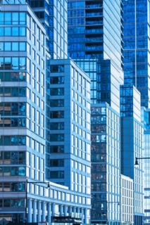 USA, New York, Glass office buildings