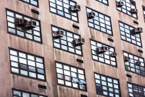 USA, New York, Building with air conditioners
