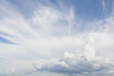 Cirrus and Cumulus clouds on blue sky