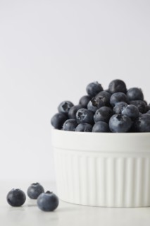 Blueberries in white bowl
