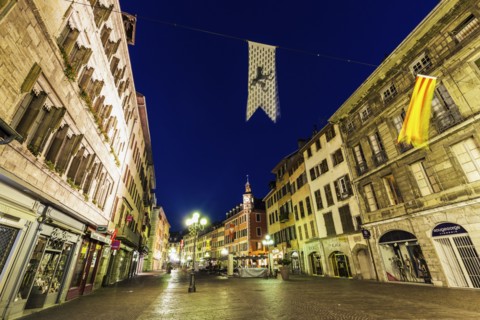 France, Auvergne-Rhone-Alpes, Chambery, Street at night