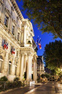 France, Provence-Alpes-Cote d'Azur, Avignon, Street at night