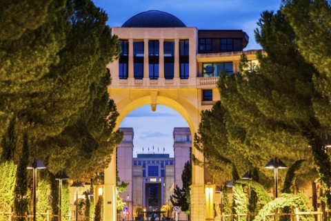France, Occitanie, Montpellier, Modern architecture of Quartier Antigone
