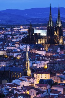France, Auvergne-Rhone-Alpes, Clermont-Ferrand, Cityscape at dusk