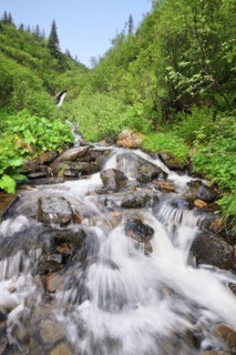 Ukraine, Ivano-Frankivsk region, Verkhovyna district, Carpathians, Dzembronskie waterfalls