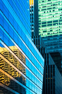 USA, New York State, New York City, Detail of office building facade